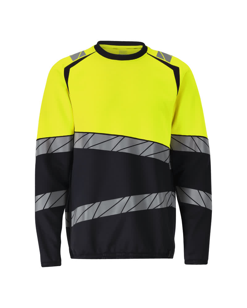 Sweatshirt - donkermarine/hi-vis geel
