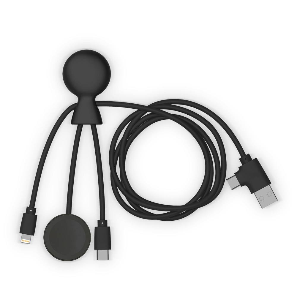 Xoopar Mr. Bio Long Multi Kabel voor Apple/Samsung Watch 1 Meter - Zwart