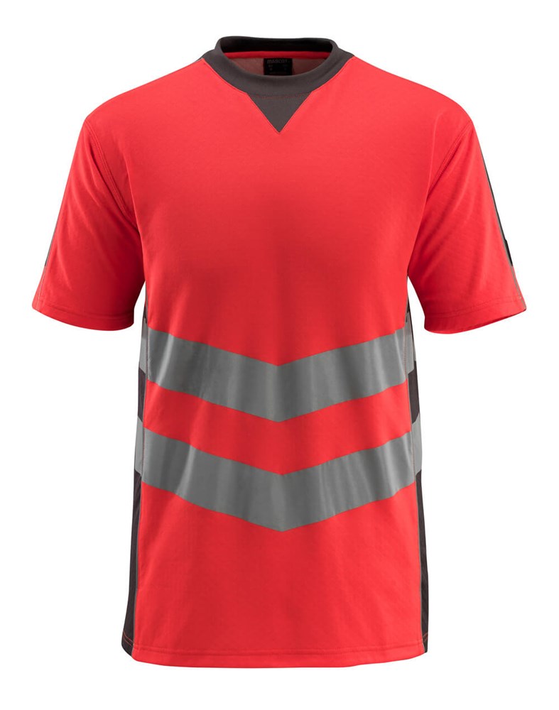 T-shirt - hi-vis rood/donkerantraciet