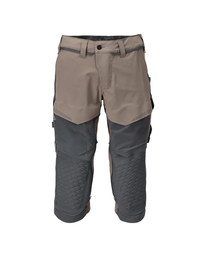 Driekwart broek met kniezakken - donkerzand/steengrijs