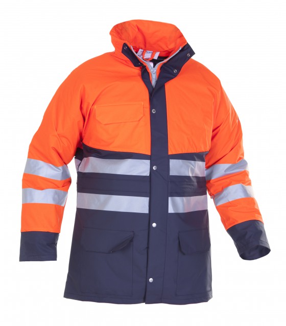 Hydrowear parka Plains - Marine - Fluor oranje