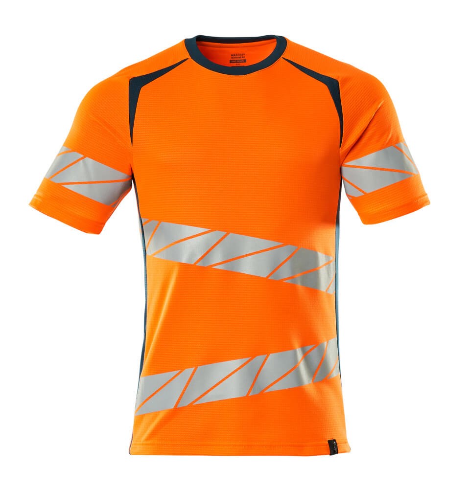 T-shirt - hi-vis oranje/donkerpetrol