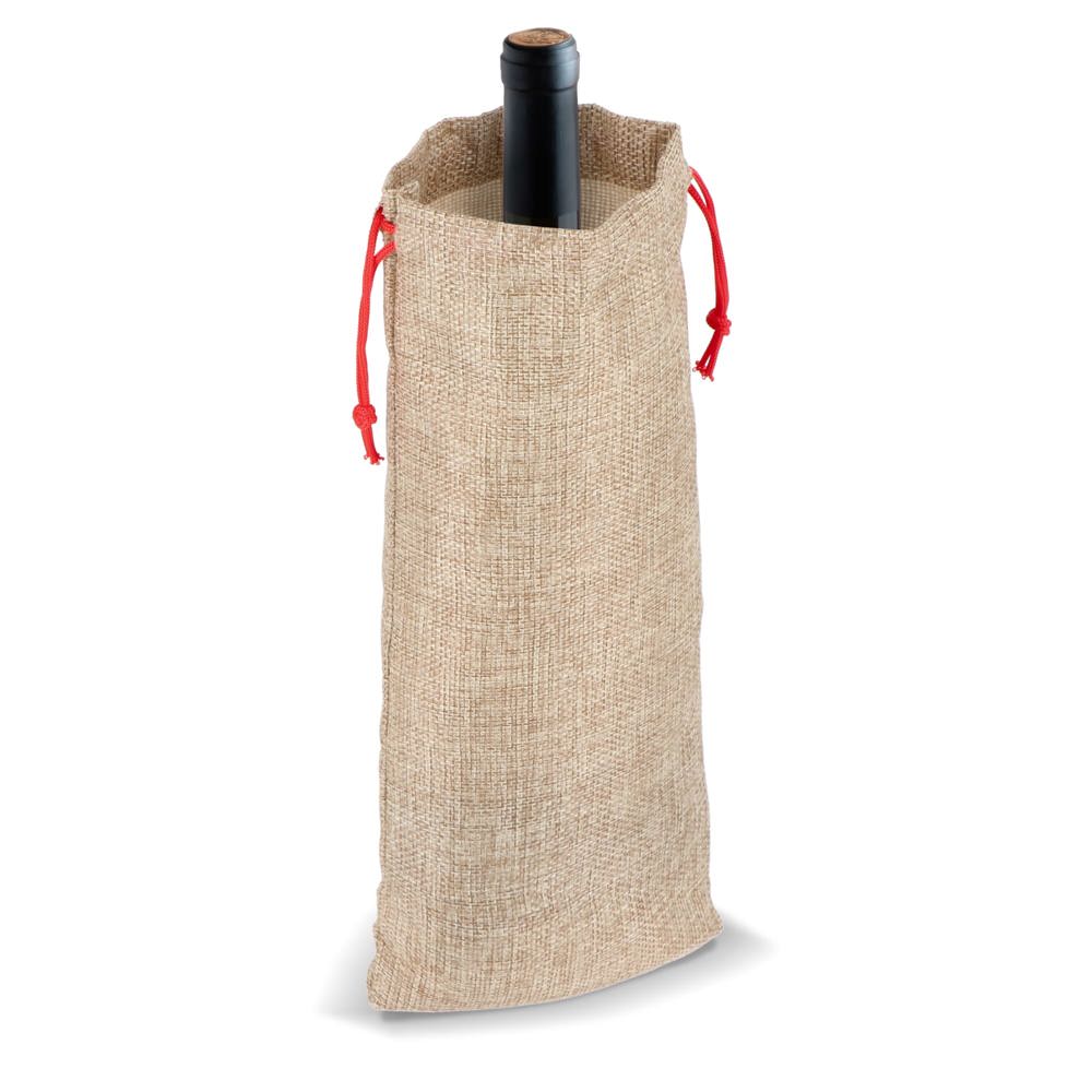 Jute-stijl flessentasje 14 x 34 cm