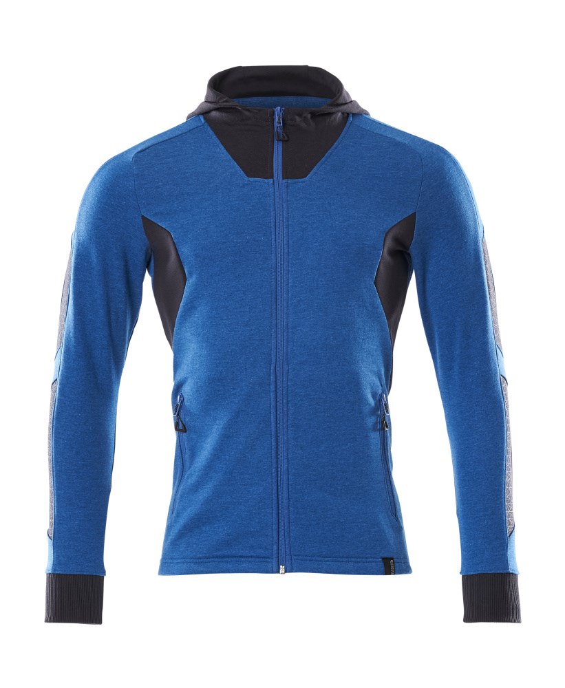 Capuchontrui met rits - helder blauw/donkermarine