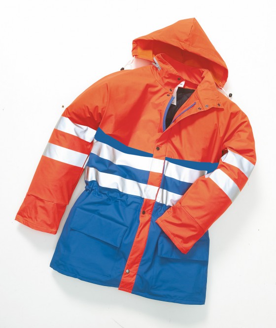 Hydrowear parka Plains - Korenblauw - Fluor oranje