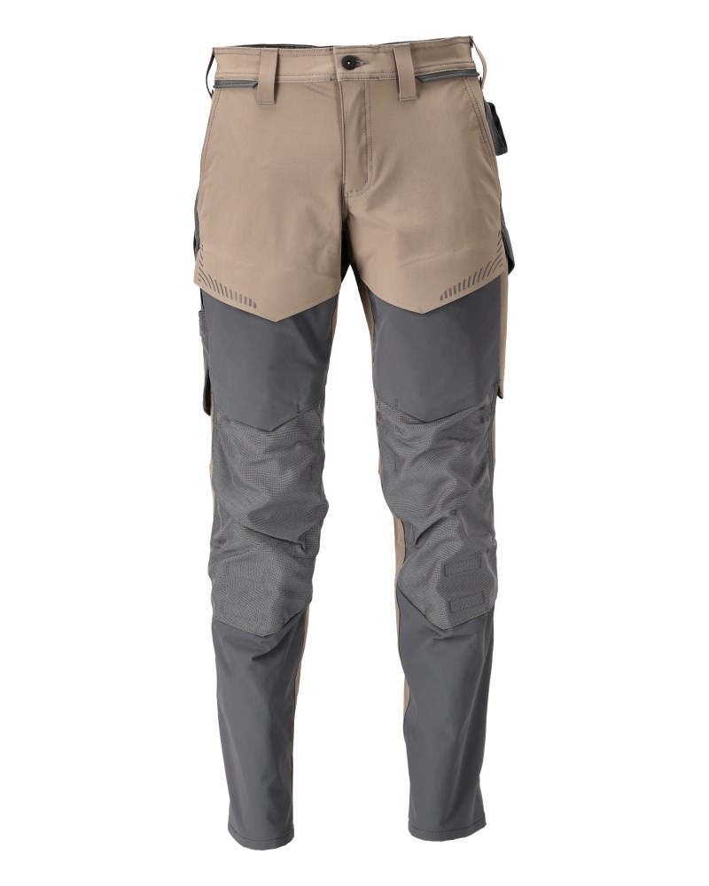 Broek met kniezakken - donkerzand/steengrijs