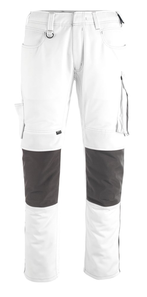 Broek met kniezakken - wit/donkerantraciet