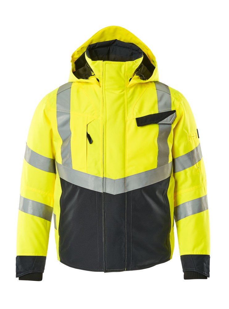 Winterjas - hi-vis geel/donkermarine