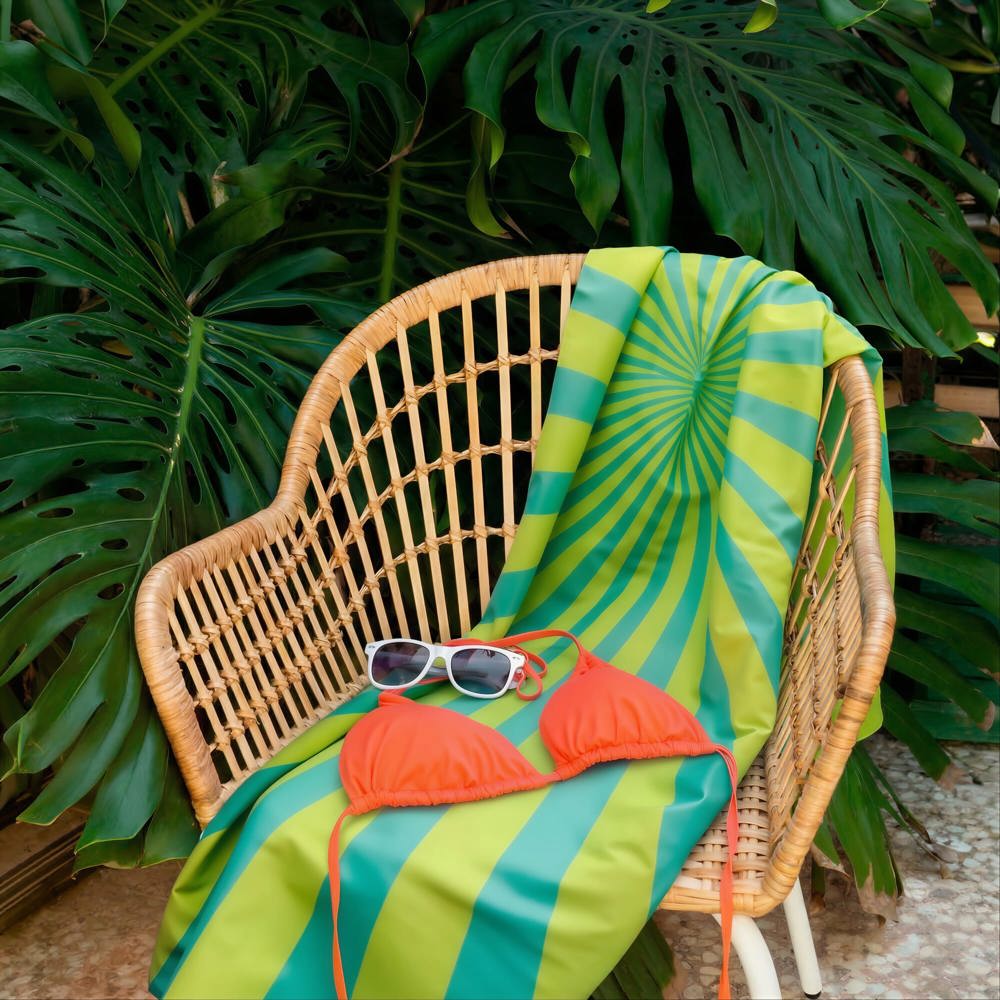 R-PET sneldrogende strandlaken 100x180cm met opbergzak (200g/m²) sublimatie