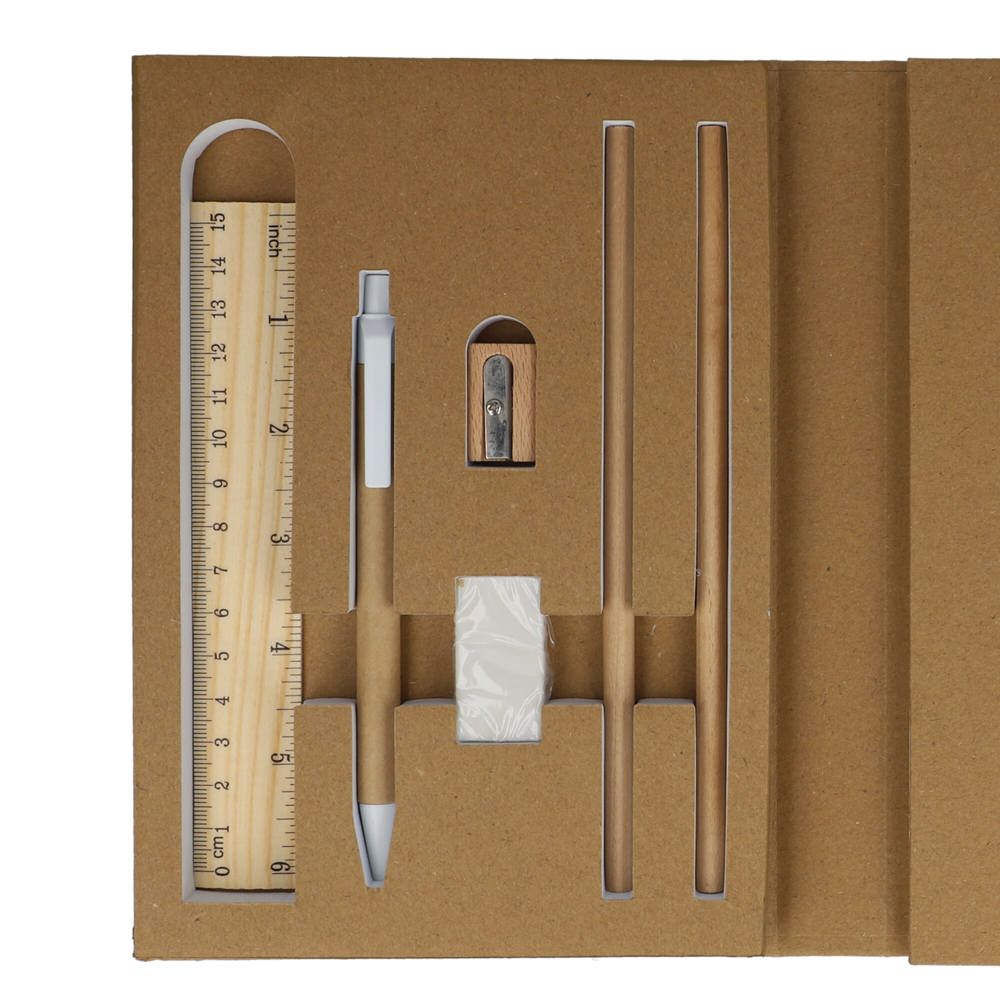 Drievoudige stationaire set van gerecycled papier