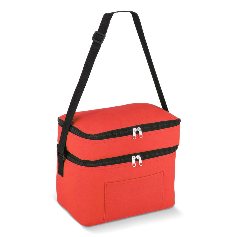 R-PET 600D koeltas met dubbele compartimenten, 30 x 20 x 24 cm, 12L - Rood