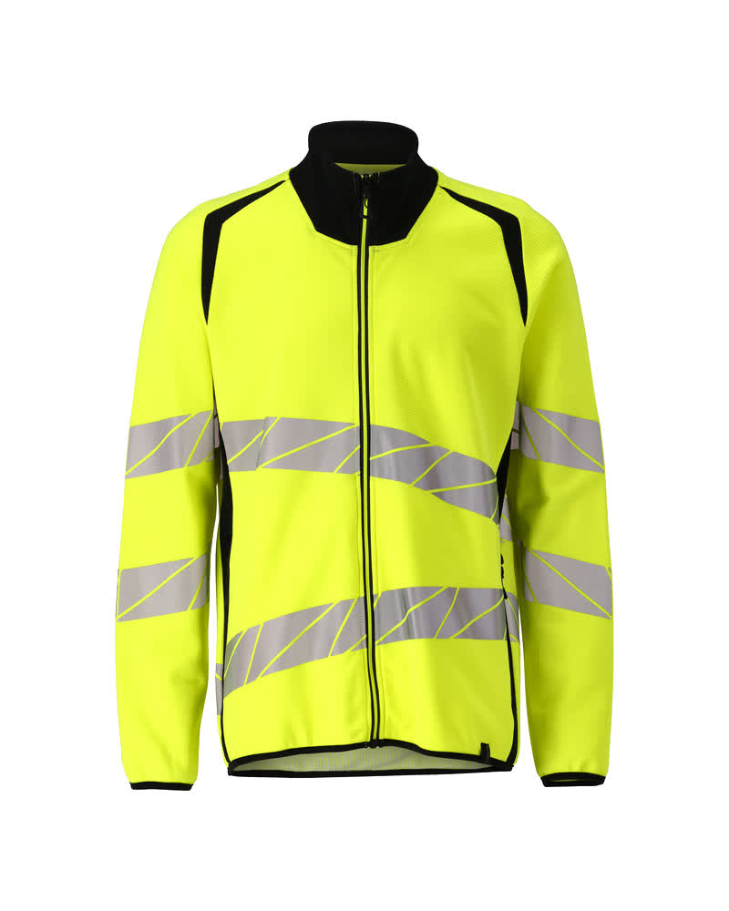 Sweatshirt met rits - hi-vis geel/zwart