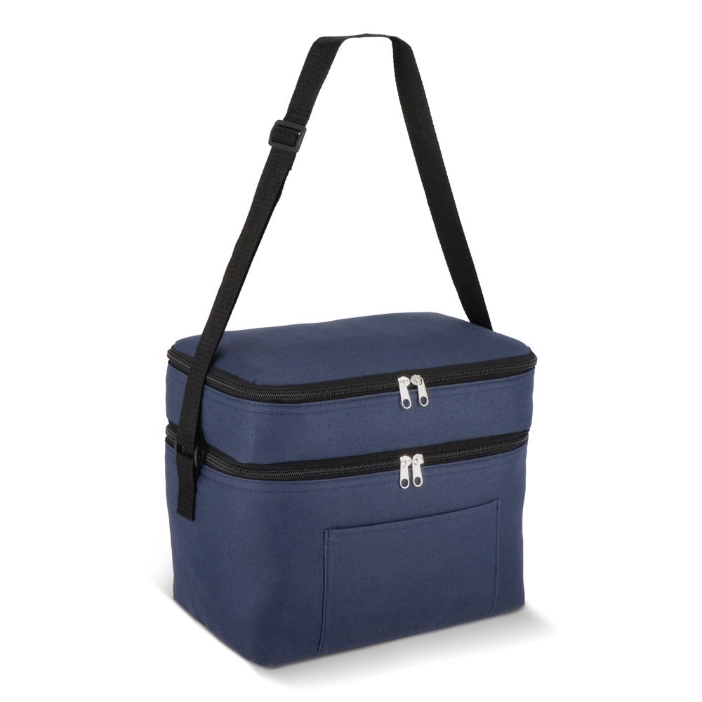 R-PET 600D koeltas met dubbele compartimenten, 30 x 20 x 24 cm, 12L - Donkerblauw