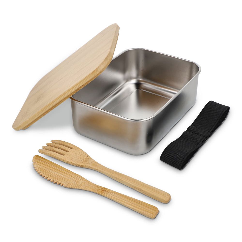Roestvrij stalen lunchbox met bamboo deksel